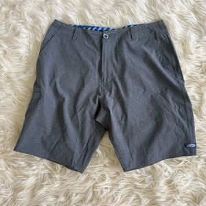 AFTCO Men's Cargo Shorts Size 32 Gray Flat Front‎ Multiple Pockets